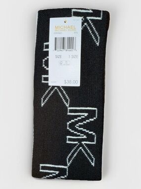 Michael Kors Reversible 2Side Knit Headband Logo Ear Wrap Warmer Black White New